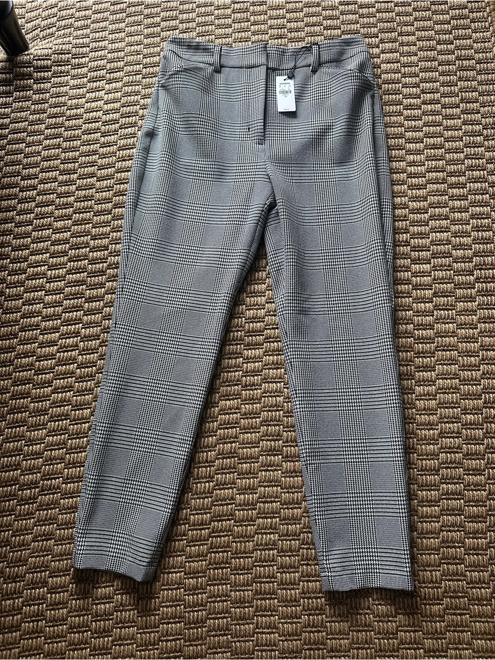 Express Black and Gray Glen Plaid Tailored Pants